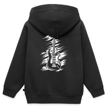 Guitare électrique avec effet scratch - Musiciens et groupes - Sweat Premium à capuche zippé enfant bio - noir - Dos - AI Model Kid Male (0cm)