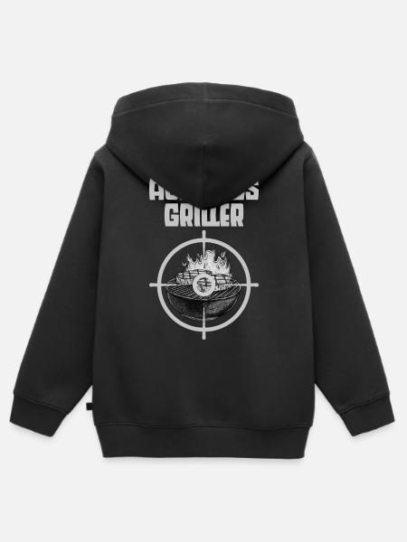 Auftragsgriller Grillmaster lustige Sprüche - Kinder Premium Organic Zip Hoodie - Schwarz