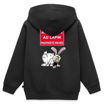 Attention au lapin blanc ! - Sweat Premium à capuche zippé enfant bio - noir - Dos - AI Model Kid Male (0cm)