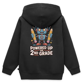 Mis sous tension pour le robot de démarrage de l’école de 2e année - Sweat Premium à capuche zippé enfant bio - noir - Dos - AI Model Kid Male (0cm)