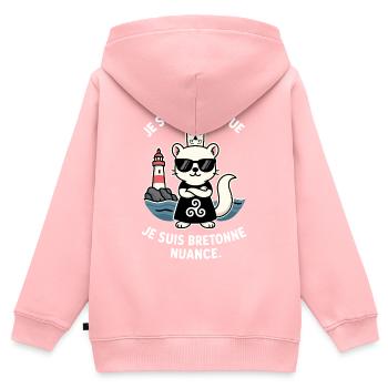 Je Suis Pas Têtue Hermine Bretonne Humour Bretagne - Sweat Premium à capuche zippé enfant bio - rose - Dos - AI Model Kid Female (0cm)