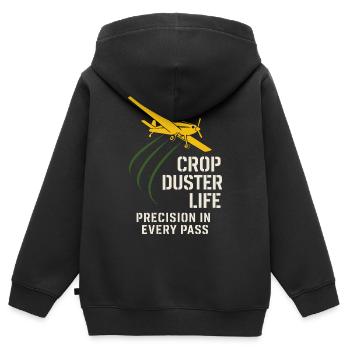 Cadeau de pilote d’agriculture de l’aviation rurale - Sweat Premium à capuche zippé enfant bio - noir - Dos - AI Model Kid Male (0cm)