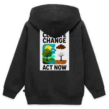 Klimawandel jetzt - Kinder Premium Organic Zip Hoodie - Schwarz - Hinten - AI Model Kid Male (0cm)