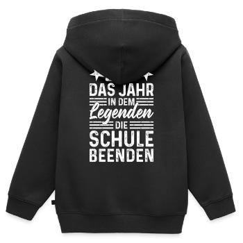 2026 Das Jahr in dem Legenden die Schule beenden - Kinder Premium Organic Zip Hoodie - Schwarz - Hinten - AI Model Kid Male (0cm)