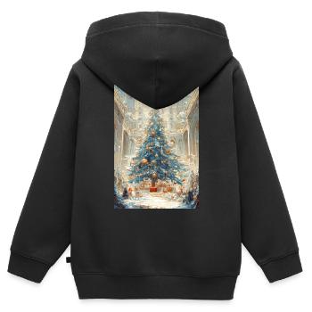 Aurora Blue Weihnachtskathedrale - Kinder Premium Organic Zip Hoodie - Schwarz - Hinten - AI Model Kid Male (0cm)