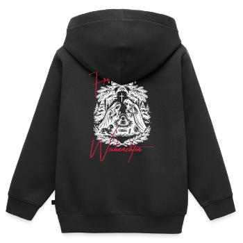 Scène de la crèche de Noël Noir Blanc - Sweat Premium à capuche zippé enfant bio - noir - Dos - AI Model Kid Male (0cm)