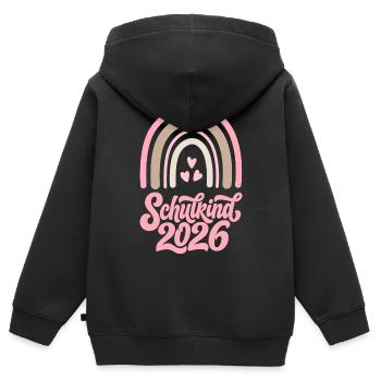 Enfant d’école 2026 Fille arc-en-ciel - Sweat Premium à capuche zippé enfant bio - noir - Dos - AI Model Kid Male (0cm)