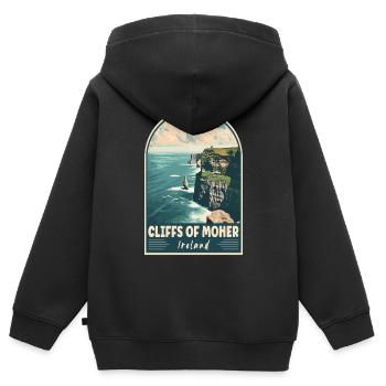 Découvrez les falaises de Moher en Irlande - Sweat Premium à capuche zippé enfant bio - noir - Dos - AI Model Kid Male (0cm)