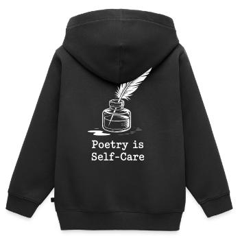 Poesie ist Selbstfürsorge-T-Shirt - Kinder Premium Organic Zip Hoodie - Schwarz - Hinten - AI Model Kid Male (0cm)