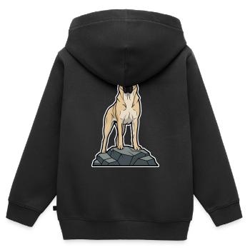 Anatolischer Schäferhund auf Schutzfelsen - Kinder Premium Organic Zip Hoodie - Schwarz - Hinten - AI Model Kid Male (0cm)