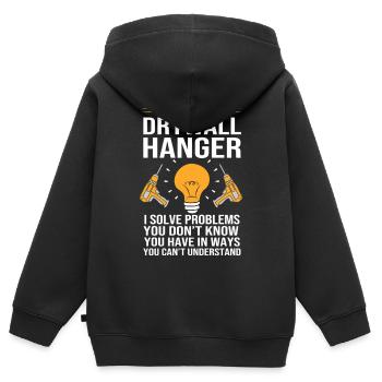 Construction site drywall assembly fitter - Kids Premium Organic Zip-up Hoodie - black - Back - AI Model Kid Male (0cm)