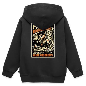 Moon Bouldering: Vintage Astronaut Climbing Shirt - Kids Premium Organic Zip-up Hoodie - black - Back - AI Model Kid Male (0cm)