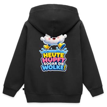 Wolke hüpft Heute sogar die Wolke Regen Humor - Kinder Premium Organic Zip Hoodie - Schwarz - Hinten - AI Model Kid Male (0cm)