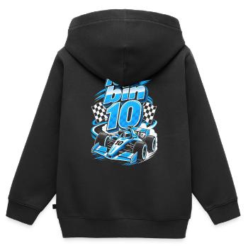 10 Jahre Rennfahrer Rennwagen Geburtstag Geschenk - Kinder Premium Organic Zip Hoodie - Schwarz - Hinten - AI Model Kid Male (0cm)