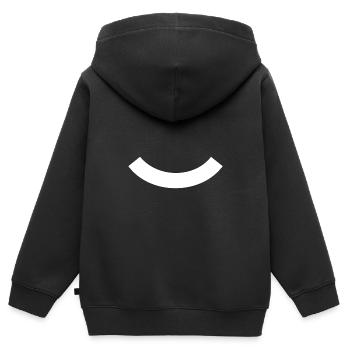 Bannière pliée en blanc - Sweat Premium à capuche zippé enfant bio - noir - Dos - AI Model Kid Male (0cm)
