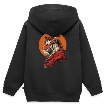 Tiger Mönch - Kinder Premium Organic Zip Hoodie - Schwarz - Hinten - AI Model Kid Male (0cm)