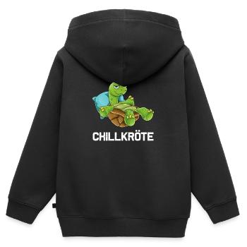Chill Toad Tortue Chill Tortue Cadeau - Sweat Premium à capuche zippé enfant bio - noir - Dos - AI Model Kid Male (0cm)