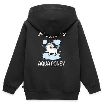 Je Peux Pas J'ai Aqua Poney - Sweat Premium à capuche zippé enfant bio - noir - Dos - AI Model Kid Male (0cm)