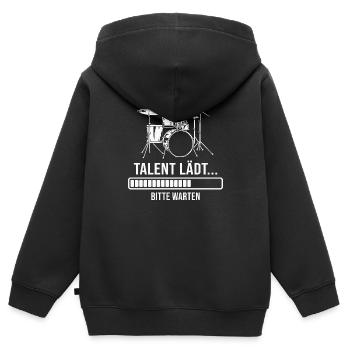 Schlagzeug Talent lädt Drummer Schlagzeuger - Kinder Premium Organic Zip Hoodie - Schwarz - Hinten - AI Model Kid Male (0cm)