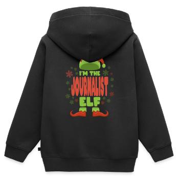 Journalist Weihnachtself - Kinder Premium Organic Zip Hoodie - Schwarz - Hinten - AI Model Kid Male (0cm)