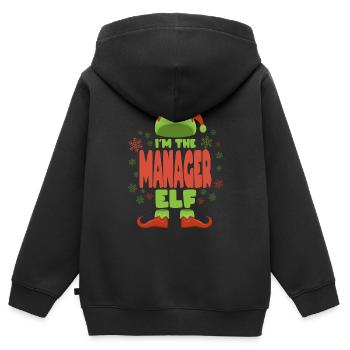 Manager Elfe de Noël - Sweat Premium à capuche zippé enfant bio - noir - Dos - AI Model Kid Male (0cm)