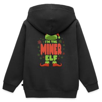 Mineurs Elfe de Noël - Sweat Premium à capuche zippé enfant bio - noir - Dos - AI Model Kid Male (0cm)