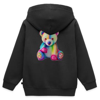 Mehrfarbiger Teddybär - Kinder Premium Organic Zip Hoodie - Schwarz - Hinten - AI Model Kid Male (0cm)