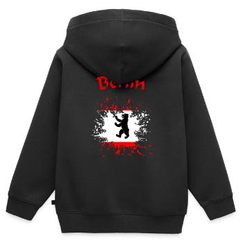Berlin - Kinder Premium Organic Zip Hoodie - Schwarz - Hinten - AI Model Kid Male (0cm)