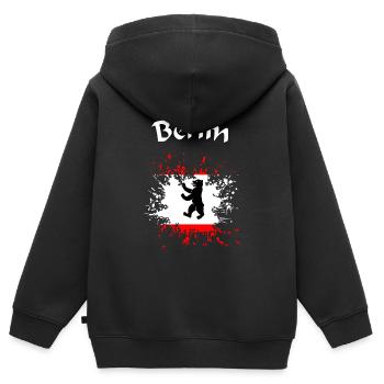 Berlin, Berliner Bär - Kinder Premium Organic Zip Hoodie - Schwarz - Hinten - AI Model Kid Male (0cm)