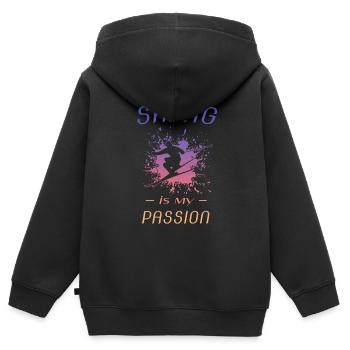 Skiing is my passion - Kinder Premium Organic Zip Hoodie - Schwarz - Hinten - AI Model Kid Male (0cm)