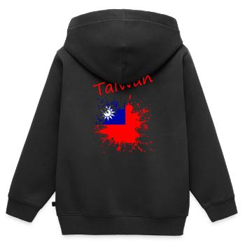 Taiwan - Kinder Premium Organic Zip Hoodie - Schwarz - Hinten - AI Model Kid Male (0cm)