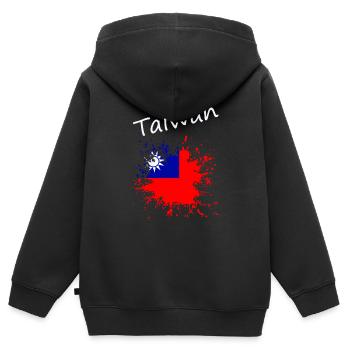 Taiwan - Kinder Premium Organic Zip Hoodie - Schwarz - Hinten - AI Model Kid Male (0cm)