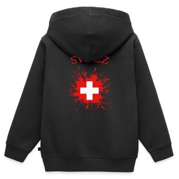 Schweiz, schweizer Flagge - Kinder Premium Organic Zip Hoodie - Schwarz - Hinten - AI Model Kid Male (0cm)