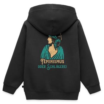 Féminisme Dicton Cadeau Vintage Émancipation - Sweat Premium à capuche zippé enfant bio - noir - Dos - AI Model Kid Male (0cm)
