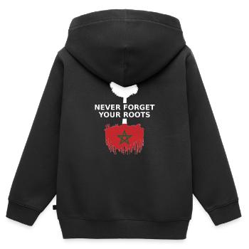 Marokko Marokkanische Wurzeln - Kinder Premium Organic Zip Hoodie - Schwarz - Hinten - AI Model Kid Male (0cm)