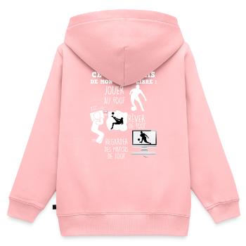 Foot Humour Temps Libre - Sweat Premium à capuche zippé enfant bio - rose - Dos - AI Model Kid Female (0cm)