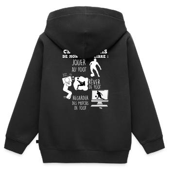 Foot Humour Temps Libre - Sweat Premium à capuche zippé enfant bio - noir - Dos - AI Model Kid Male (0cm)