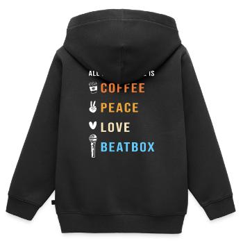 Beatbox - Kinder Premium Organic Zip Hoodie - Schwarz - Hinten - AI Model Kid Male (0cm)