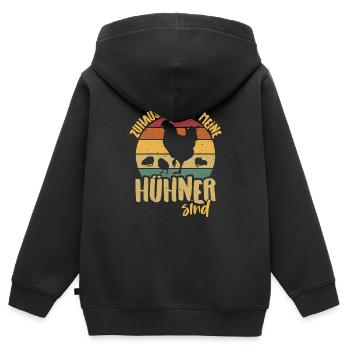 Zuhause ist wo meine Hühner sind - Hühnerstall - Kinder Premium Organic Zip Hoodie - Schwarz - Hinten - AI Model Kid Male (0cm)
