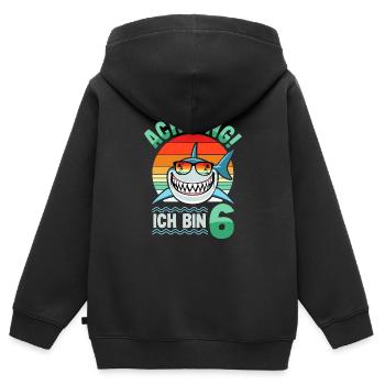Achtung ich bin 6 - 6. Geburtstag Haifisch 6 Jahre - Kinder Premium Organic Zip Hoodie - Schwarz - Hinten - AI Model Kid Male (0cm)
