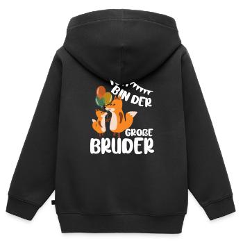 Geschwister Ich Bin Der Grosse Bruder Fuchs - Kinder Premium Organic Zip Hoodie - Schwarz - Hinten - AI Model Kid Male (0cm)