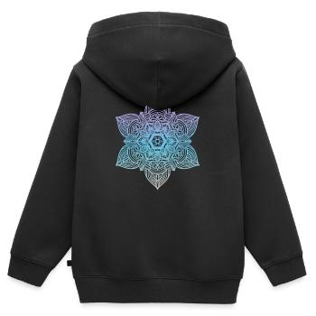 Mandala - Sweat Premium à capuche zippé enfant bio - noir - Dos - AI Model Kid Male (0cm)