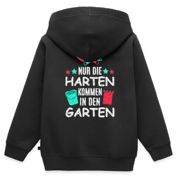 Garten Spielen - Kinder Premium Organic Zip Hoodie - Schwarz - Hinten - AI Model Kid Male (0cm)