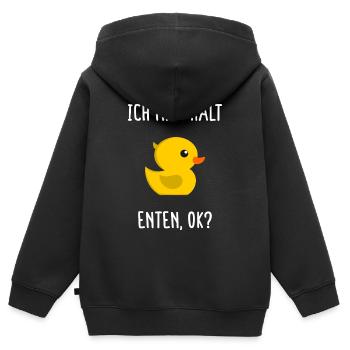 Ich Mag Halt Enten, Ok? Gelbe Ente Entchen Liebe - Kinder Premium Organic Zip Hoodie - Schwarz - Hinten - AI Model Kid Male (0cm)