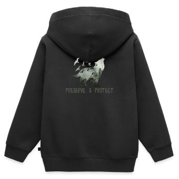 Preserve & Protect Environmental Protection Climate Protection Wolf - Kids Premium Organic Zip-up Hoodie - black - Back - AI Model Kid Male (0cm)