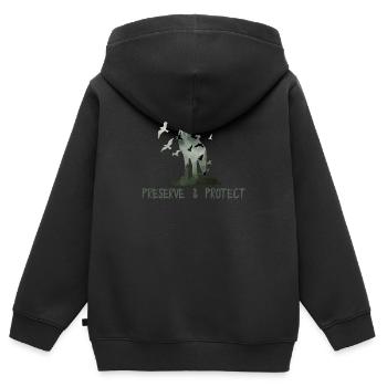 Preserve & Protect Environmental Protection Climate Protection Wolf - Kids Premium Organic Zip-up Hoodie - black - Back - AI Model Kid Male (0cm)