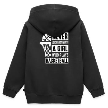 Basketball Mädchen Streetball - Kinder Premium Organic Zip Hoodie - Schwarz - Hinten - AI Model Kid Male (0cm)