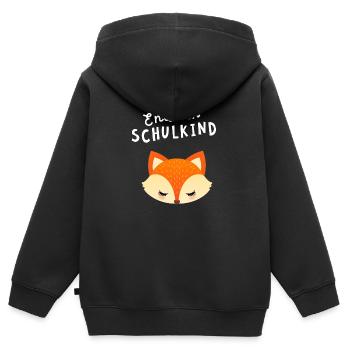Schulkind Fuchs Einschulung Schule - Kinder Premium Organic Zip Hoodie - Schwarz - Hinten - AI Model Kid Male (0cm)