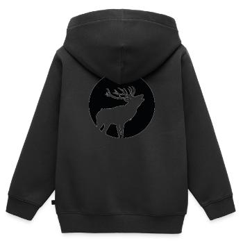 Hirsch in freier Natur Wald Jäger Wild Geschenk - Kinder Premium Organic Zip Hoodie - Schwarz - Hinten - AI Model Kid Male (0cm)