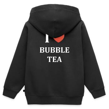 i love Bubble Tea - Sweat Premium à capuche zippé enfant bio - noir - Dos - AI Model Kid Male (0cm)